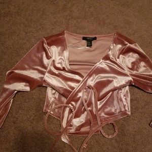 Pink velvet crop top